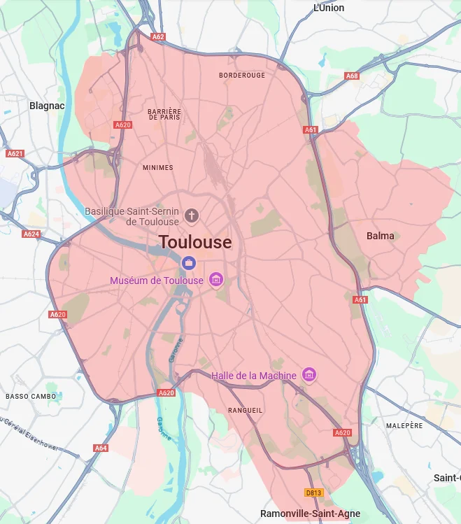 Notre zone d’intervention Carte de la zone d’intervention d’Occidom à Toulouse et dans ses environs